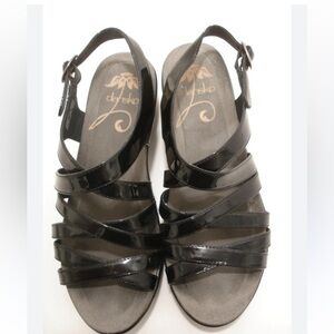 Dansko Glossy Black Strappy Sandals